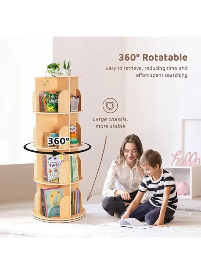 توكي توي رف كتب خشبي دوّار من 4 طبقات – بني من TOOKY TOY - Image 4